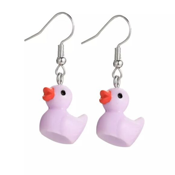 🆕Purple Duck Charm Dangle Earrings - Picture 1 of 5